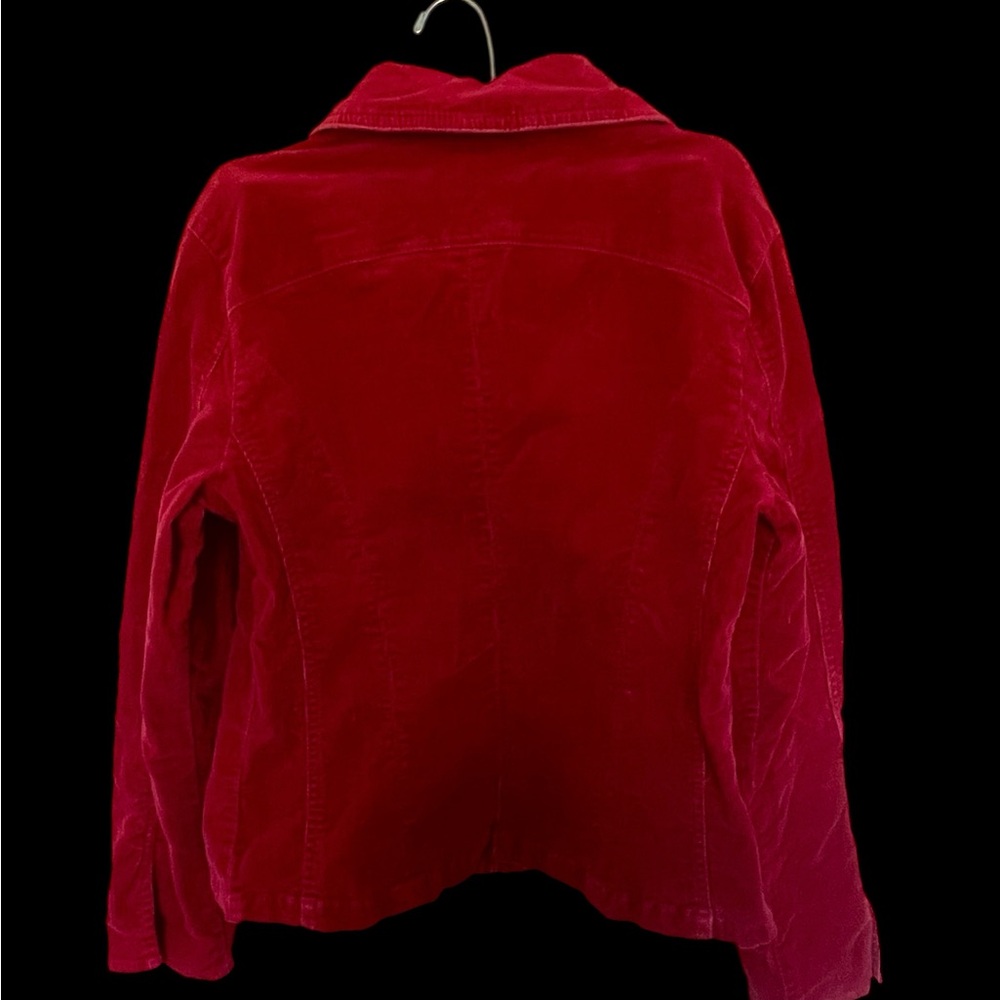 Dressbarn Womens Red Corduroy Button Down Jacket Long Sleeve Shacket Size S - Picture 2 of 7
